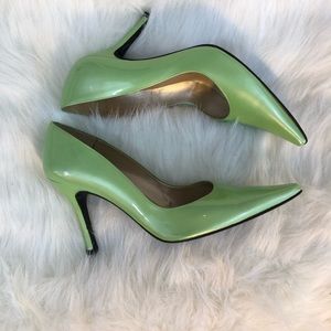 Stuart Weitzman patent mint green heels